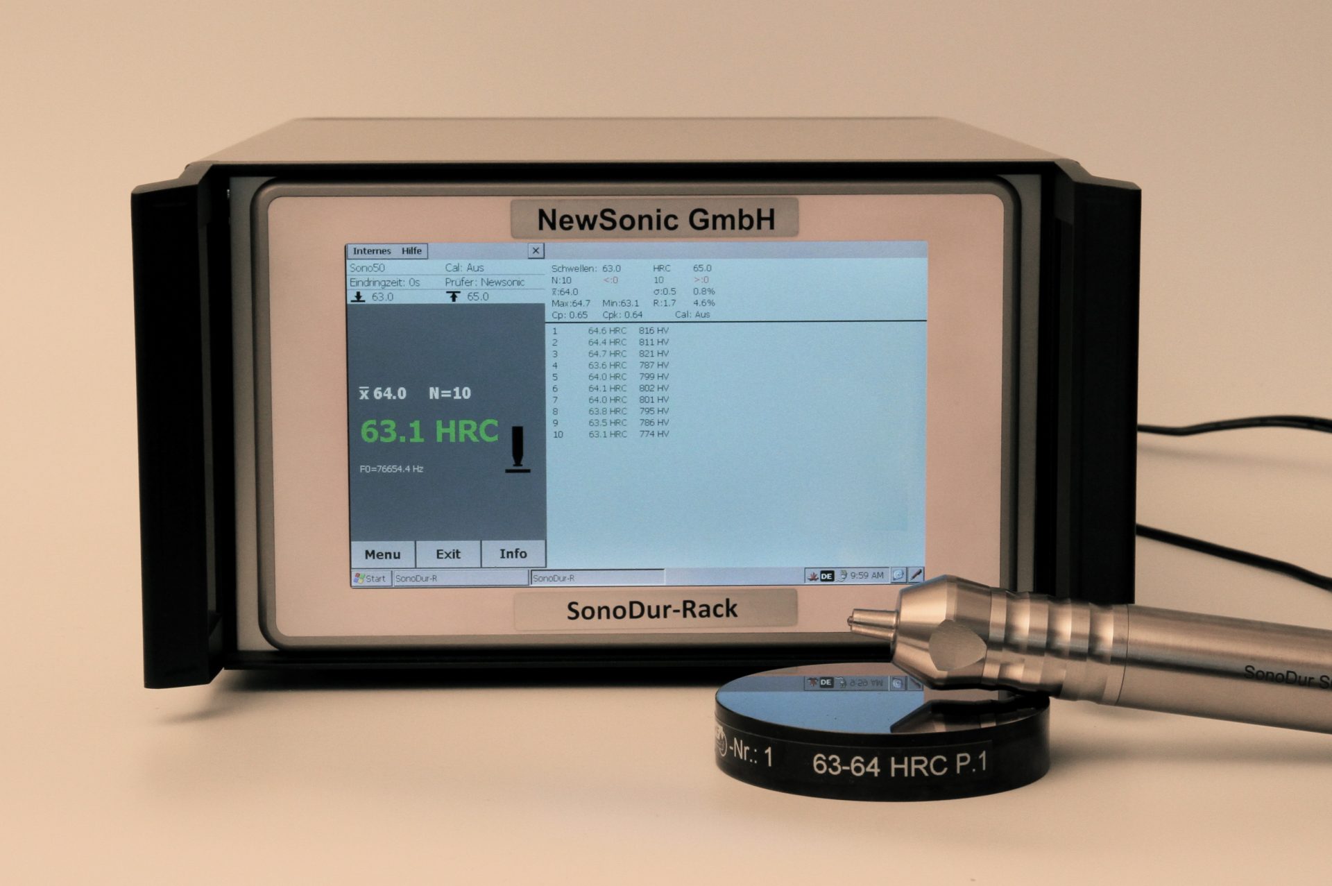 SonoDurR (Rack) 19” desktop device for automated UCI hardness testing